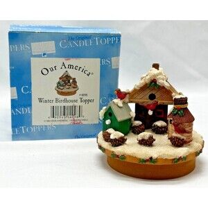 VINTAGE 2002 Our America #4098 ~ Winter Birdhouse Topper for Yankee Jar Candles